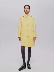 URLAZH | Simple Stylish Pale Yellow Wool Hooded Leisure Coat