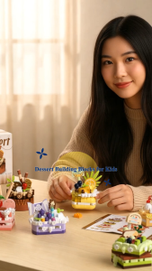 Cute Mini Cake Building Blocks Set Dessert Fruit Cake DIY Assembly Bricks Model Kawaii Fake Cake Desktop Tabletop Ornament Creative Educational Puzzle Toy Lovely Home Decor Perfect Birthday & Holiday Gift for Kids Teens and Block Collectors