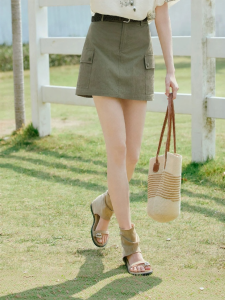XIANGYING | Workwear Short Skirt Summer New Style Petite Multi-pocket American Vintage A-line