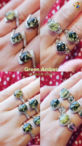 Collection Grade Rare Green Amber Titanium Adjustable Rings (14 Types to Choose)