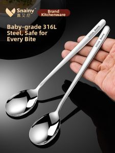 Snainy | Food Grade 316 Stainless Steel Long Handle Personal Use Home Elegant Soup Spoon