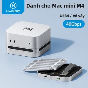 Vỏ Ổ Cứng Ngoài Hagibis USB4 40Gbps M.2 NVMe SSD Tương Thích Với Mac Mini M4/M4 Pro Thunderbolt 5/4