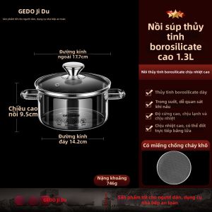 GEDO | Nồi Súp Kính Chống Nóng cho Bếp Từ