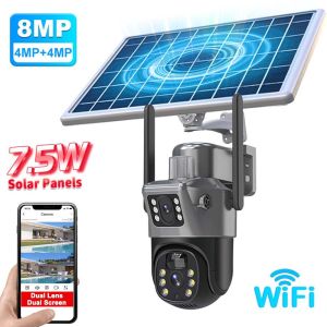 8MP 4K 4G Sim Card Solar Camera Wireless Outdoor PTZ WiFi Surveillance Camera Security Protection Auto Tracking Smart CCTV Cam
