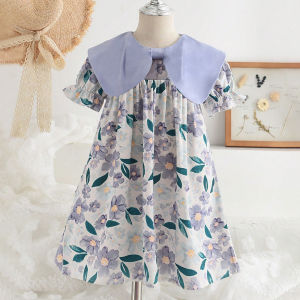 Bear Leader Fashion Clothes Kids Girls Flower Dress New Summer Short Sleeve Floral Print Casual Dresses Childrens Birthday Party Outfits 4 to 8 Years Girls Clothing