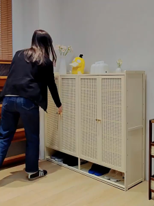 GMSHOP Shoe Cabinet Bamboo Large Capacity Almari Rak Kasut Bertutup Shoes Storage Rack Cabinet Furniture