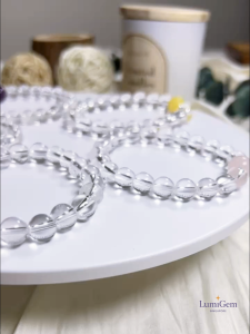 LumiGem Clear Quartz x Aquamarine Jade Amethyst Strawberry & Rose Quartz Crystal Bracelet