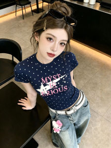 Vintage Dot Letter Print Short Sleeve T-shirt