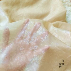 Flower Falling Star Satin Yarn Cheongsam Ming Han Chinese Costume Tang Costume Satin Dark Pattern Fabric Jacquard Burnt Flower Organza Fabric