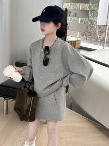 Spring Fashionable Girls Dress Set Childrens Spring Autumn Hoodie Clothing Girls Medium And Large Children Spring Half Skirt