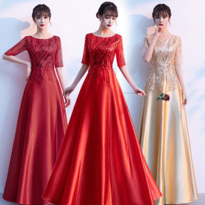 Adult Womens Chorus Performance Dress Long Skirt Dance Costume Stage Outfit Host Recitation Ceremony Gown Pretty Rally