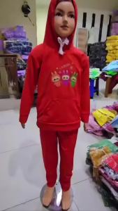 Setelan hoodie anak perempuan motif Super Girl untuk anak 3-12 tahun