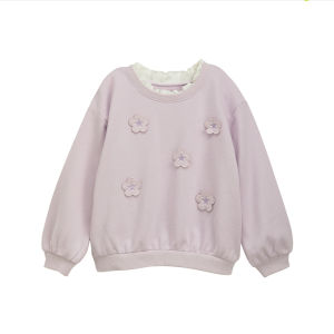 Girls Sweatshirts Autumn Clothes round Neck Baby Versatile Spring Summer Cotton Solid Color Childrens Fashionable Small Kids Clothes