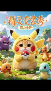 Bandai | 6 Pokémon Cosplay Pikachu Plush Figures Pokémon Character Model Dolls for Cake or Car Decoration