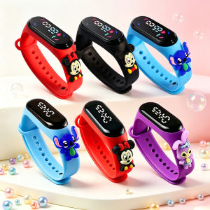New Sports Stitch Children Watches For Girls Electronic Bracelet Touch LED Mickey Minnie Doll Kids Watch Women Waterproof Clock
