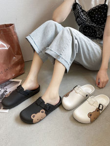 Womens Summer Outdoor Slip-On Slippers Thick Bottom Hole Hole Shoes Soft Bottom Cool Slippers Convenient Flat Heel EVA