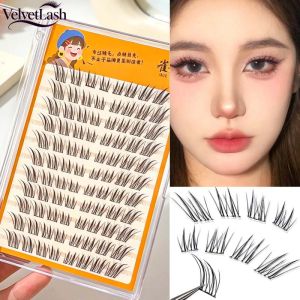VelvetLash【Local Stock】Fox Eye No Glue Cluster Lashes Reusable Self Adhesive Waterproof False Eyelashes Natural Eyelashes Extension Makeup