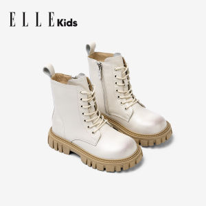 Elle Kids Genuine Leather Martin Boots for Girls And Boys Spring Autumn New Style Childrens Short Boots round Toe Flat Bottom