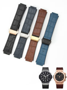 Genuine Leather Bamboo Pattern Strap Male Substitute Hublot Hengbao Yuqi Big Bang Fusion Silicone Rubber Watch Chain 19mm