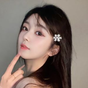 Cute Plush Snowflake Hair Clip Womens Side Bangs Clamp Luxury Hair Card Autumn Winter High-End Feeling Hair Accessories