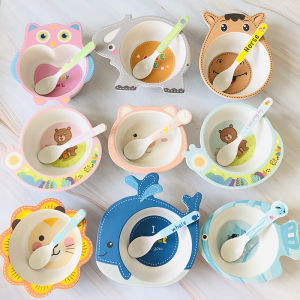 Export Quality Bamboo Fiber Tableware Childrens Bowl Cartoon Baby Solid Food Bowl Kindergarten Baby Home Eating Bowl