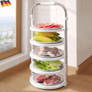 Foldable Multi-Functional Kitchen Storage Rack Creative Hanging Hook Design Three/Four Layers Vegetable And Fruit Organizer