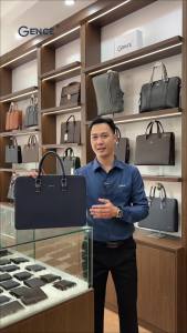 Cặp Da Nam Túi Xách Công Sở GENCE CDX18 Chất Liệu Da Bò Cao Cấp Màu Xanh Navy