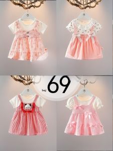เสื้อยืดแขนสั้นผ้าฝ้ายบางแฟชั่นฤดูร้อนสำหรับเด็กผู้หญิง เสื้อผ้าเด็กผู้หญิงฤดูร้อน ชุดสองชิ้นปลอม เสื้อผ้าเด็ก เสื้อผ้าเด็ก