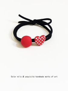 Alloy ~ Red Polka Dot Stars Heart Hair Band Hair Rope Cute Young Adult Hair Band Basic Hair Rope Headdress