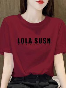 SUSHOUWANGE | Burgundy Short Sleeve T-Shirt for Women