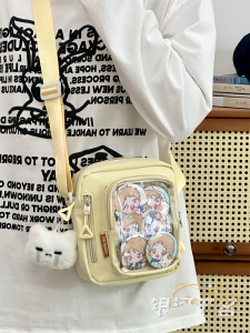 Casual Japanese Style Small Crossbody Bag for Girls Versatile Transparent Phone Bag Cute Bille Tote Simple Design Soft Nylon Material