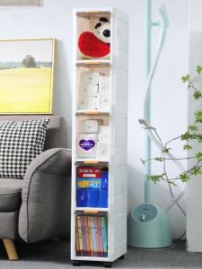 NewTide Gap Storage Cabinet Movable Narrow Floor Storage Cabinet Bathroom Organizer Kitchen Storage Cabinet Toy Dust proof Shelves Standing Organizer Storage Wardrobes Cabinet