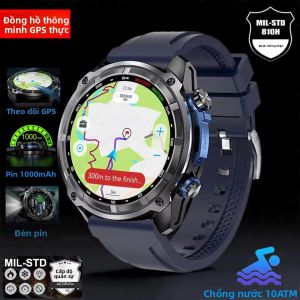 Đồng Hồ Thông Minh Quân Sự 2025NEW Tích Hợp GPS Pin 1000mAh Bộ Nhớ 4GB Màn Hình AMOLED HD Chức Năng Xem Video Chống Nước 10ATM Dành Cho Nam Giới Thể Thao Ngoài Trời