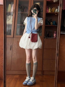 Homecore | Dot A-Line Bud Short Skirt Dress for Summer Slimming