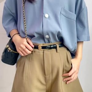 Ladies Texture PU Small Belt: All-Match Thin Belt for Casual Decorative Jeans