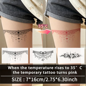 Lace Flower Temperature-Activated Temporary Tattoos Long-Lasting Waterproof,Color Changes with HeatFor Women Chest Leg Waist