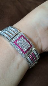 Gelang Perak Premium Kartika Pink Kristal Titanium