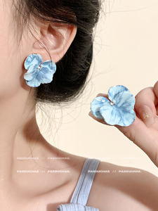 ต่างหูดอกเดนิมสีน้ำเงิน ต่างหูแบบห้อยประดับดอกเดนิม ต่างหูแบบห้อยสุดหรูหราสำหรับผู้หญิง เครื่องประดับแฟชั่นสุดหรูหรา