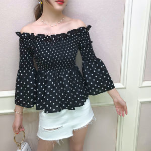 เสื้อยืดลายสก็อตแขนยาวทรงเข้ารูปคอวี แขนกระดิ่ง ทรงเข้ารูป ทรงเข้ารูป แขนยาว ทรงเข้ารูป เสื้อยืดผู้หญิง