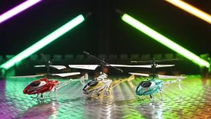 Childrens remote-controlled toy helicopter rechargeable fall arrest aircraft with lanterns as a birthday gift for boys
