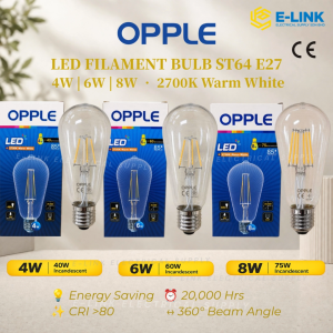 OPPLE LED Filament Bulb ST64 E27 4W / 6W / 8W 2700K Warm White