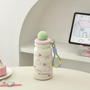 Cốc Nước Cách Nhiệt Thỏ Dễ Thương Thiết Kế Độc Đáo Di Động Cốc Nước Bằng Thép Không Gỉ 500ml Cốc Nước Có Van Nắp Đựng Trà