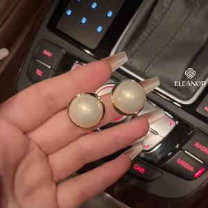 Bông tai nữ chuôi bạc 925 Eleanor Accessories khuyên tai mặt tròn ngọc trai nhân tạo phụ kiện trang sức 6448