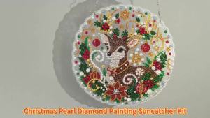2D flat diamond painting kit Christmas tree pattern acrylic pendant 3D mixed size pearl crafts holiday window and wall decorat