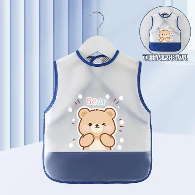 JUDYSTORE Baby Waterproof Easy Clean Eating Bibs With Pockets Anti-Dirty Dining Apron Colouring Class Sleeveless Bibs bib