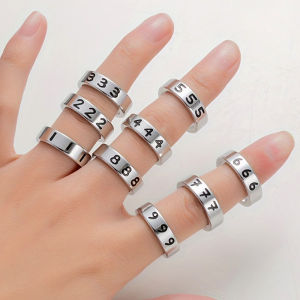 Fashion Stainless Steel Angel Number Ring 111 222 333 444 555 666 777 888 999 Rings For Women Men