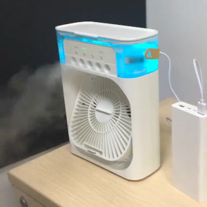 600mL Portable 4 in 1 Mini Portable Fan Air Cooling fan Humidifier Purifier Mist Cooler with 7 Colors LED Light#XFS06