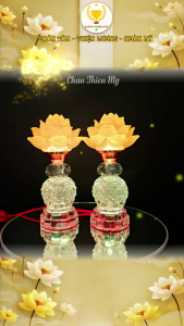 Đèn Bàn Thờ Hoa Sen Lưu Ly CHÂN THIỆN MỸ Vật Phẩm Thờ Cúng Trang Trí Ban Thờ HSLL-03