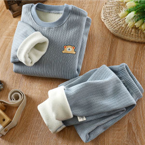 ชุดชั้นในเด็ก ชุดกันหนาวแบบแยกชิ้น ผ้าฝ้ายผสมโพลีเอสเตอร์ ระบายอากาศได้ดี อบอุ่น แห้งเร็ว สำหรับฤดูหนาว
