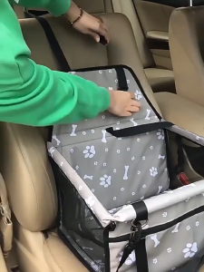 Teeker Pet Dog Car Seat CoverCat Foldable Dog Car Booster Seat Waterproof Breathable Oxford Travel Bag for Small to Medium Dogs Puppies and Cat Footprint Black Pattern